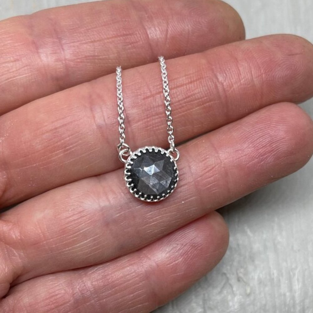 Minimalist Gray Sapphire Pendant